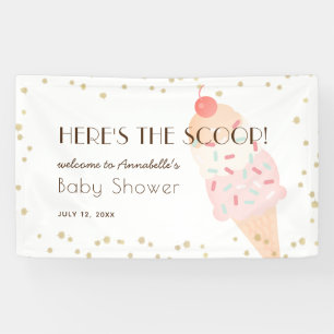 Hier ist die Scoop Ice Cream Pink Baby Dusche Banner