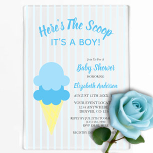 Hier ist die Scoop Ice Cream Summer Baby Dusche Acryleinladungen