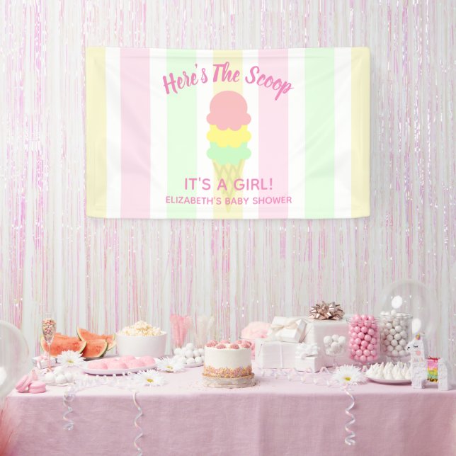 Hier ist die Scoop Ice Cream Summer Baby Dusche Banner (Party)