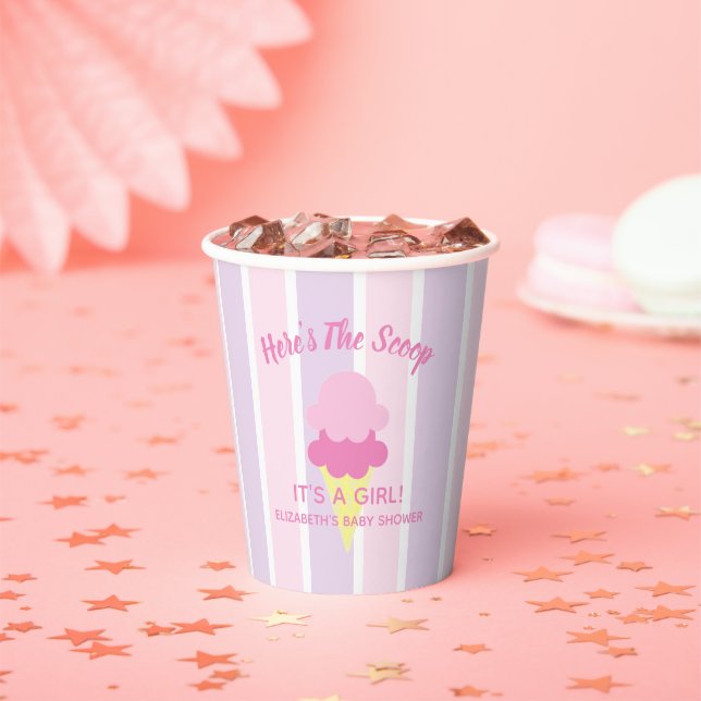 Hier ist die Scoop Ice Cream Summer Baby Dusche Pappbecher (Insitu)