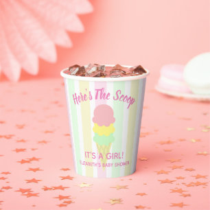 Hier ist die Scoop Ice Cream Summer Baby Dusche Pappbecher