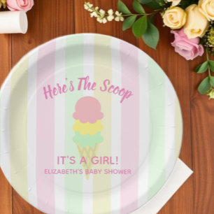 Hier ist die Scoop Ice Cream Summer Baby Dusche Pappteller