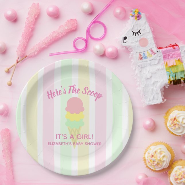 Hier ist die Scoop Ice Cream Summer Baby Dusche Pappteller (Party)
