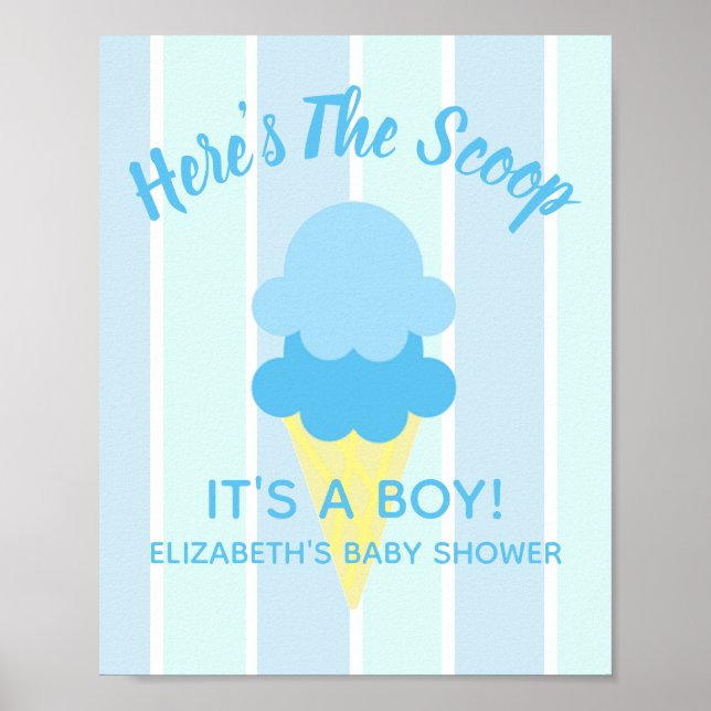 Hier ist die Scoop Ice Cream Summer Baby Dusche Poster (Vorne)