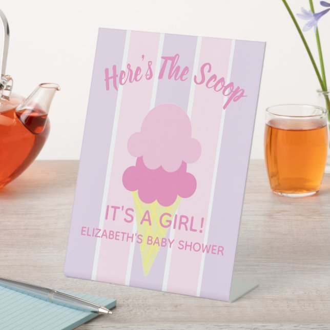 Hier ist die Scoop Ice Cream Summer Baby Dusche Sockelschild (In Situ)