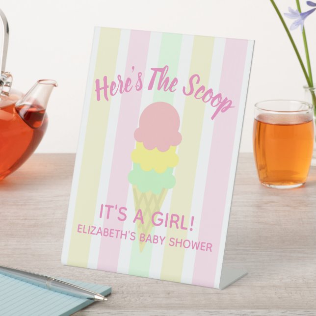 Hier ist die Scoop Ice Cream Summer Baby Dusche Sockelschild (In Situ)