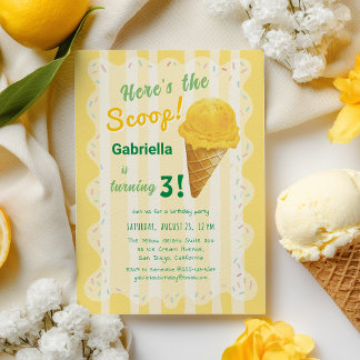 Hier ist die Scoop Ice Cream Summer Birthday Party Einladung