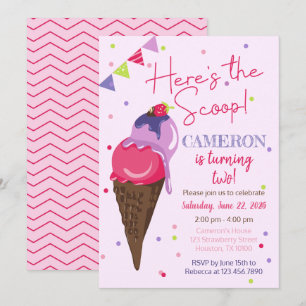 Hier ist die Scoop Ice Creme Birthday Party Einladung