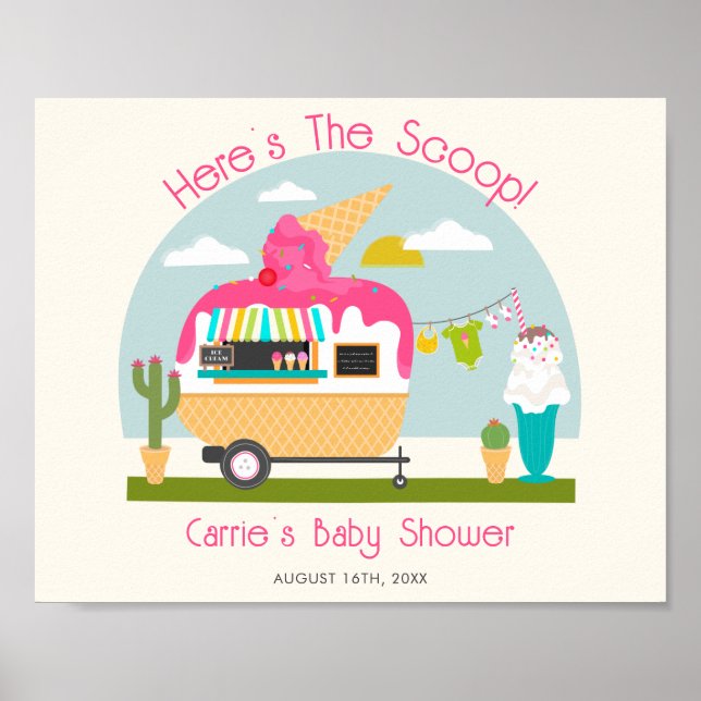 Hier ist die Scoop Pink Ice Cream Camper Baby Dusc Poster (Vorne)