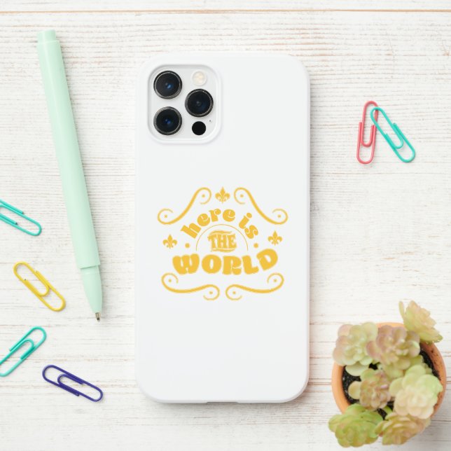 Hier ist die Welt iPhone 12 Pro Hülle (Auf dem Schreibtisch)