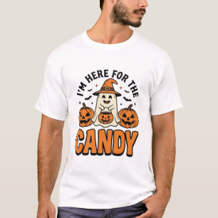 Hier ist ein Halloween-Geist für die Süßigkeiten C T-Shirt
