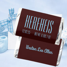 "HIER IST ER" SCHOKOLADE BAR GEBURT KENNENblau