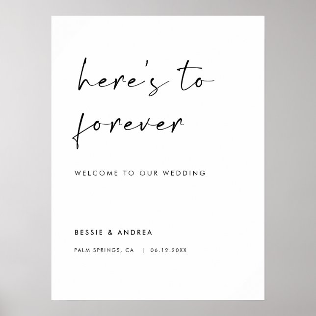 Hier ist Forever Modern Wedding Willkommen Poster (Vorne)