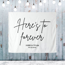 Hier ist für immer Hochzeitstag Background Zeremon Wandteppich