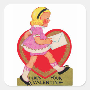 Hier ist Ihr Valentinmädchen Quadratischer Aufkleber