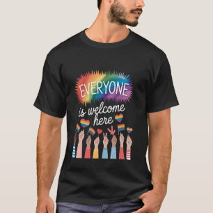 Hier ist jeder willkommen Groovy Männer Frauen Jug T-Shirt