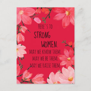 Hier ist zu Strong Women Cherry Red Floral Postkarte