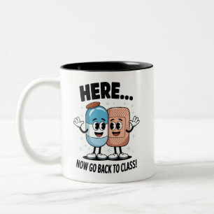 Hier Jetzt Zurück In Den Unterricht Schulkrankensc Zweifarbige Tasse