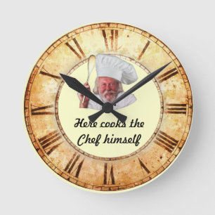 Hier kocht der Koch selbst Küchenuhr Runde Wanduhr