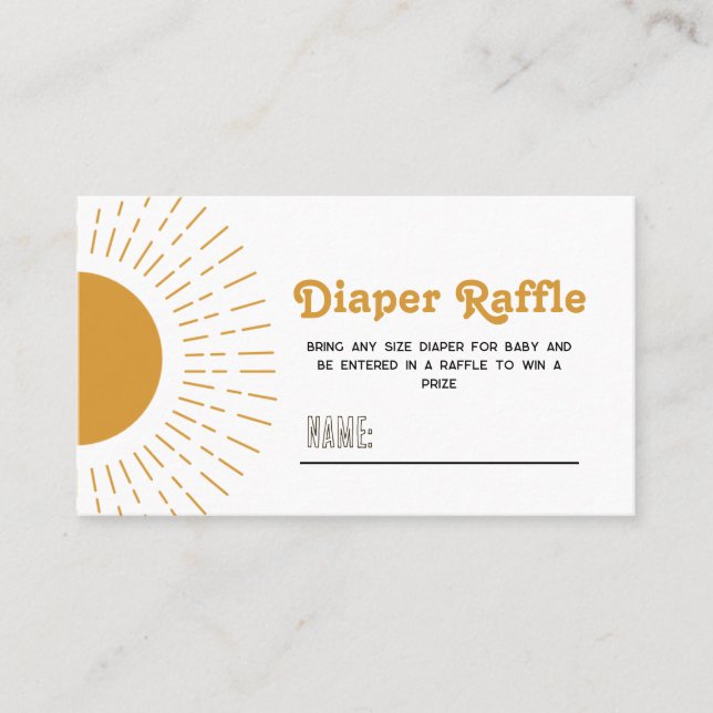 Hier kommen die Son Diaper Raffle Cards Visitenkarte (Vorderseite)