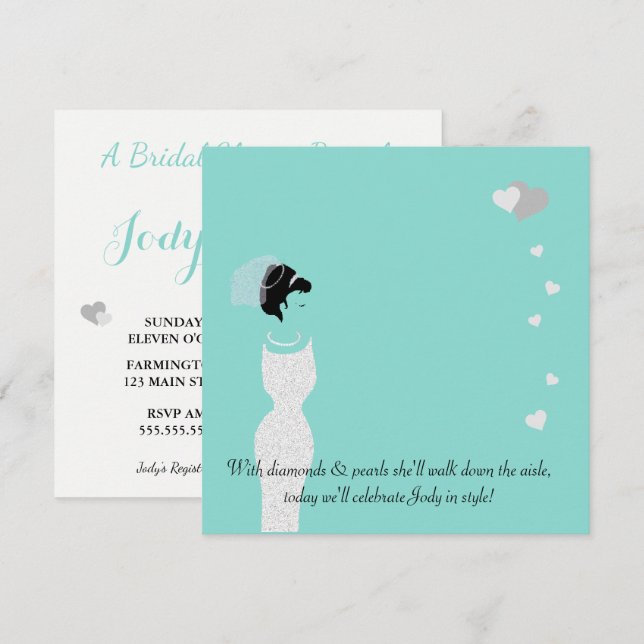 Hier kommt das Bridal Celebration Tiara Party Einladung (Vorne/Hinten)