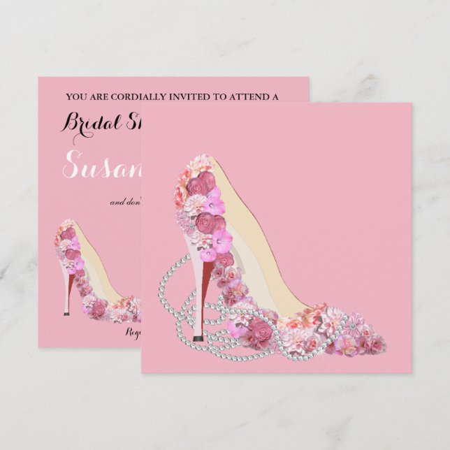 Hier kommt das Bride Pink & Blume Diamonds Party Einladung (Vorne/Hinten)
