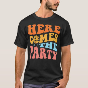 Hier kommt das Party Bride Bridesmaid Groovy Bache T-Shirt