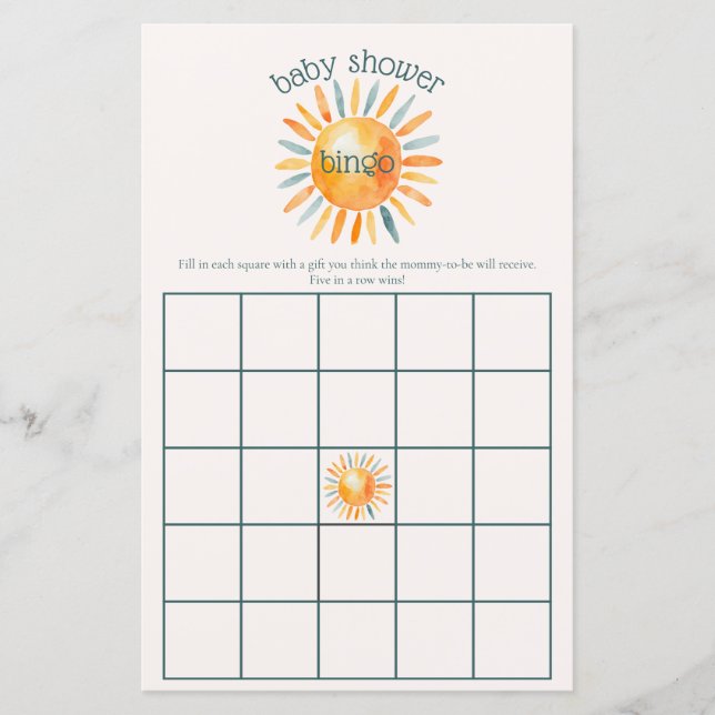 Hier kommt das Son Baby Boy Shower Bingo Spiel (Vorderseite)