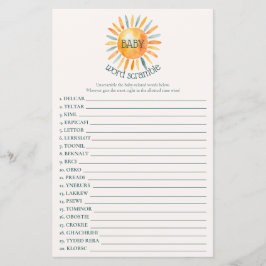 Hier kommt das Son Baby Shower Word Scramble Spiel