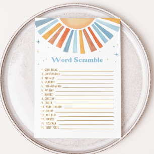 Hier kommt das Son Baby Shower Word Scramble Spiel