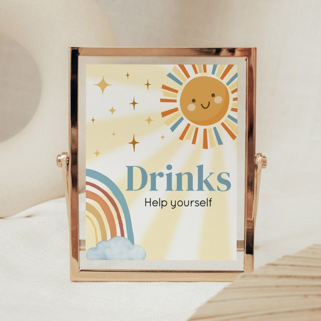Hier kommt das Son Retro Baby Duschgetränk Poster (Retro Here Comes the Son Baby Shower Drinks Sign)
