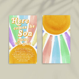 Hier kommt das Son Retro Boys Baby Shower Book Begleitkarte
