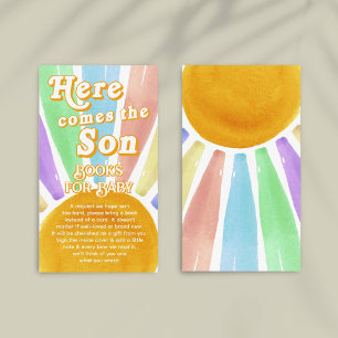 Hier kommt das Son Retro Boys Baby Shower Book Begleitkarte