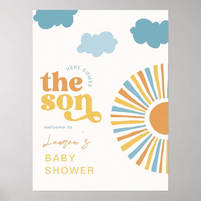 Hier kommt das Son Welcome Sign-Zeichen Poster (Vorne)