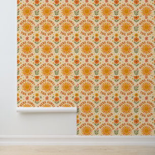 Hier kommt das Sonnendekor im Retro-Boho-Stil, vin Tapete