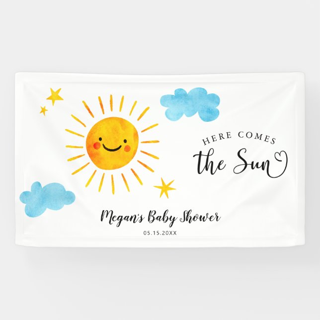 Hier kommt das Sun Baby Duschbanner Banner (Horizontal)