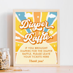 Hier kommt das Sun Baby Shower Diaper Raffle Game Poster