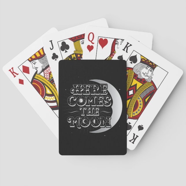 Hier kommt der Mond, der Karten spielt Spielkarten (Rückseite)