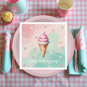 Hier kommt der Scoop! Minze Eiscreme LKW Foto Serviette