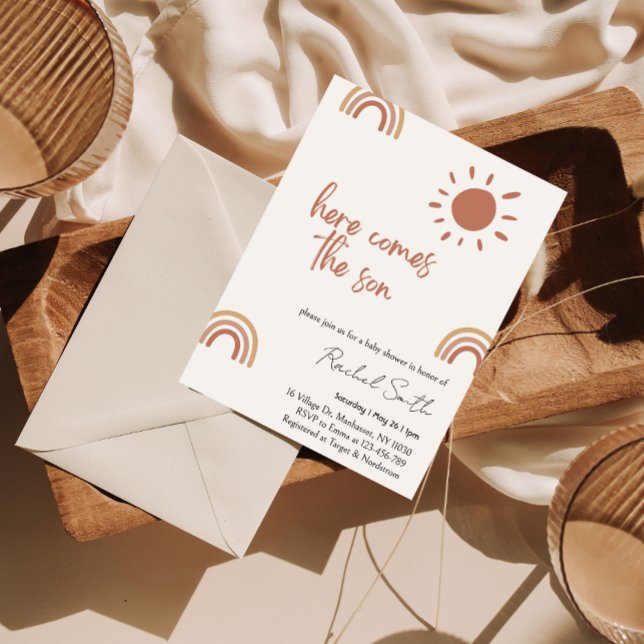 Hier kommt der Sohn Baby Dusche Einladung (Von Creator hochgeladen)