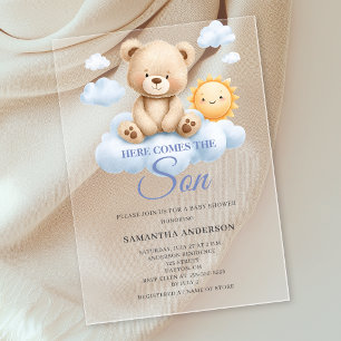 Hier kommt der Sohn Baby Shower Acryleinladungen