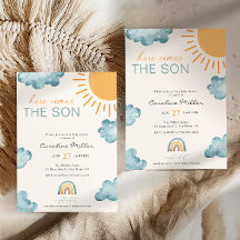 Hier kommt der Sohn Baby Shower Boy Blue