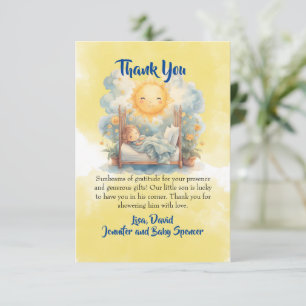Hier kommt der Sohn Baby Shower DANKE Karte