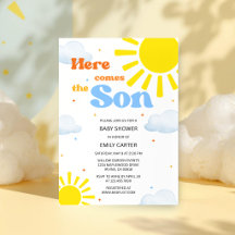 Hier kommt der Sohn Baby Shower Einladung