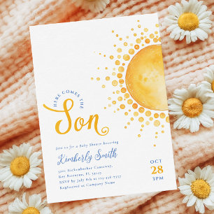 Hier kommt der Sohn Baby Shower Einladung