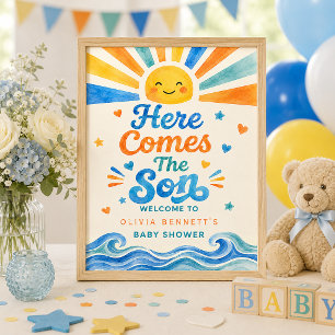 Hier kommt der Sohn Baby Shower Willkommensposter Poster