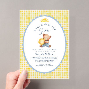 Hier kommt der Sohn Bär Baby Shower Einladung