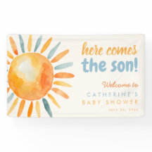 Hier kommt der Sohn Boho-Baby-Shower- Banner