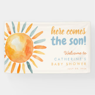 Hier kommt der Sohn Boho-Baby-Shower- Banner