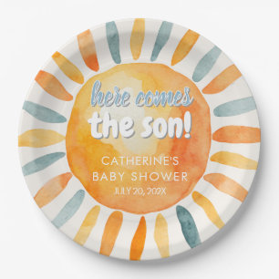 Hier kommt der Sohn Boho Baby Shower Papierplatten Pappteller